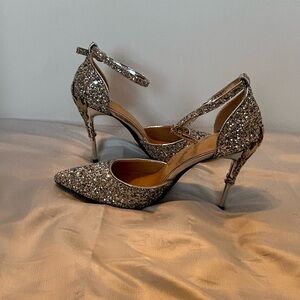 Pointed Toe High Heels‎ Sandals Ankle Strap Stiletto Wedding Shoes Silver 5.5